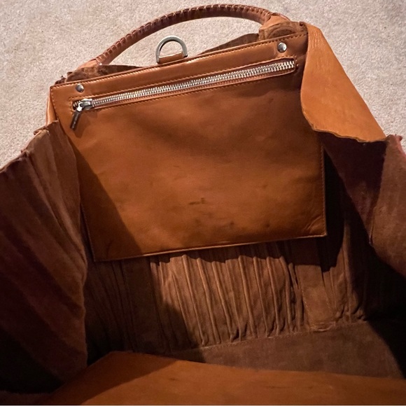 Vintage Giorgio Armani Tan Pleated Lamb Leather Shoulder Bag Satchel - Picture 14 of 15